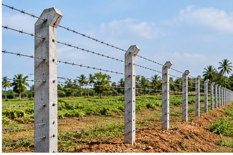 Barbed wire fencing